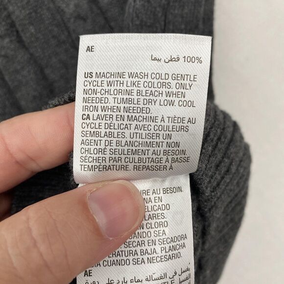 Club Room Sweater Mens 2XL Charcoal Gray Pima Cotton Cable Knit 1/4 Zip Pullover - Picture 8 of 9